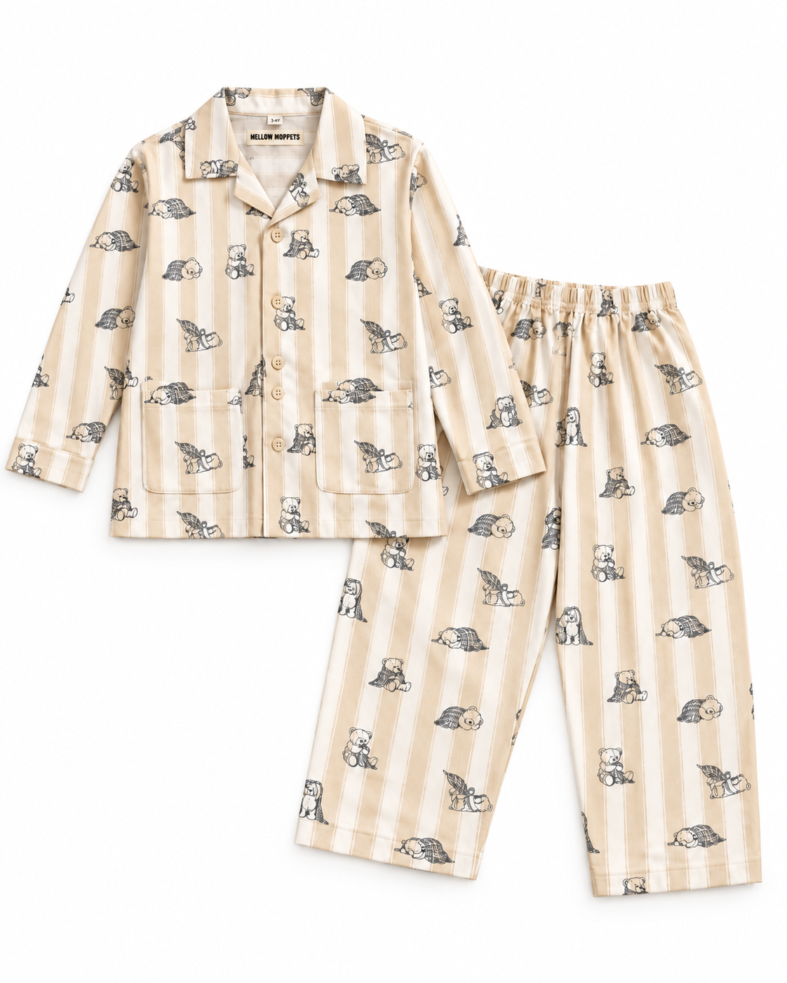 Bear Hugs & Snoozes Kids Cotton Nightsuit