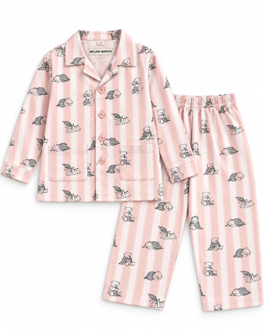 Bear Hugs & Snoozes Kids Cotton Nightsuit