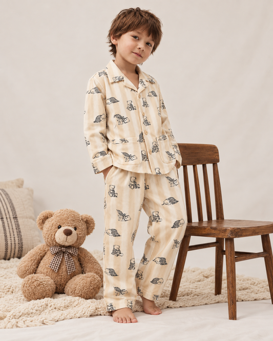 Bear Hugs & Snoozes Kids Cotton Nightsuit