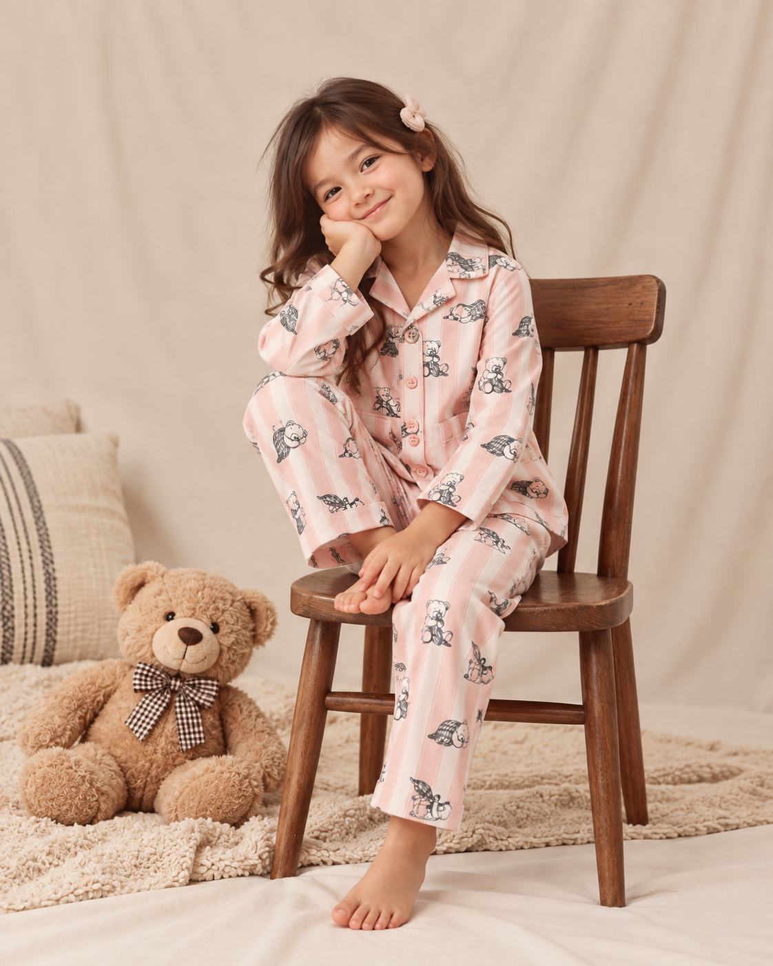 Bear Hugs & Snoozes Kids Cotton Nightsuit